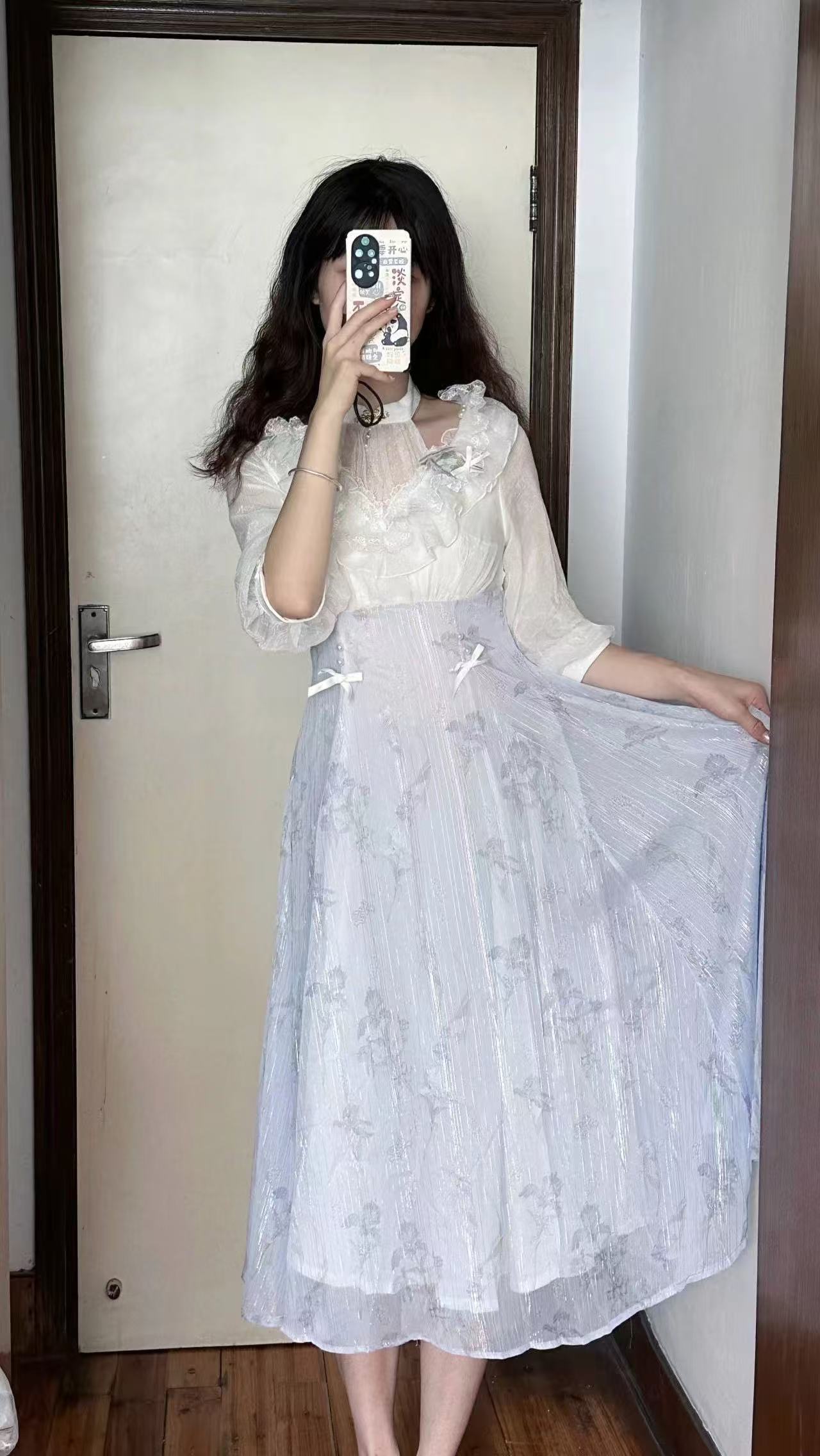 Women Floral Lolita One Piece  - French Vintage Floral Midi Dress recension och pris