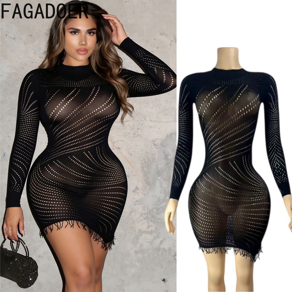 FAGADOER Womens Sexy Bodycon M - Sexy Mesh Sheer Bodycon Dress recension och pris