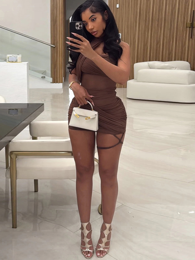 XTOCEAN See Through Sexy Dress - Y2K Backless Halter Mini Dress recension och pris