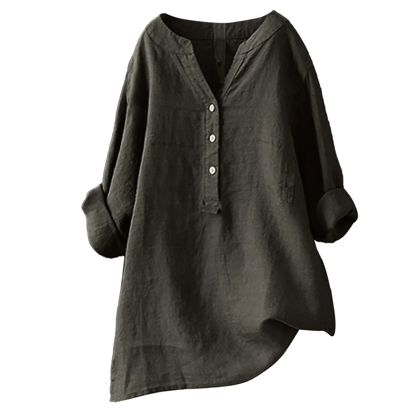 Unisex Women Men Cotton Linen  - Casual Loose Linen Shirt Dress recension och pris