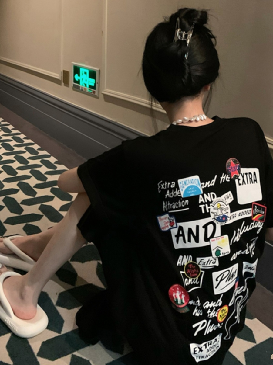 Black Short Sleeve T-Shirt Dre - Korean Style A Line Shirt Dress recension och pris
