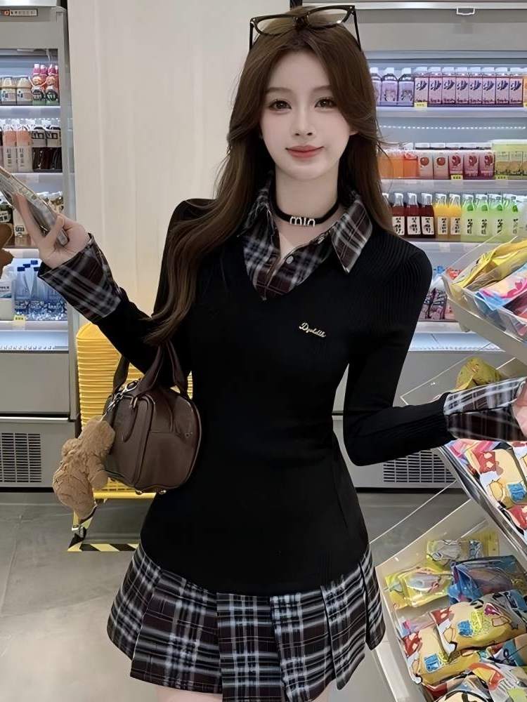 Korean Style Slim Fit  Collar  - Korean Style A Line Shirt Dress recension och pris