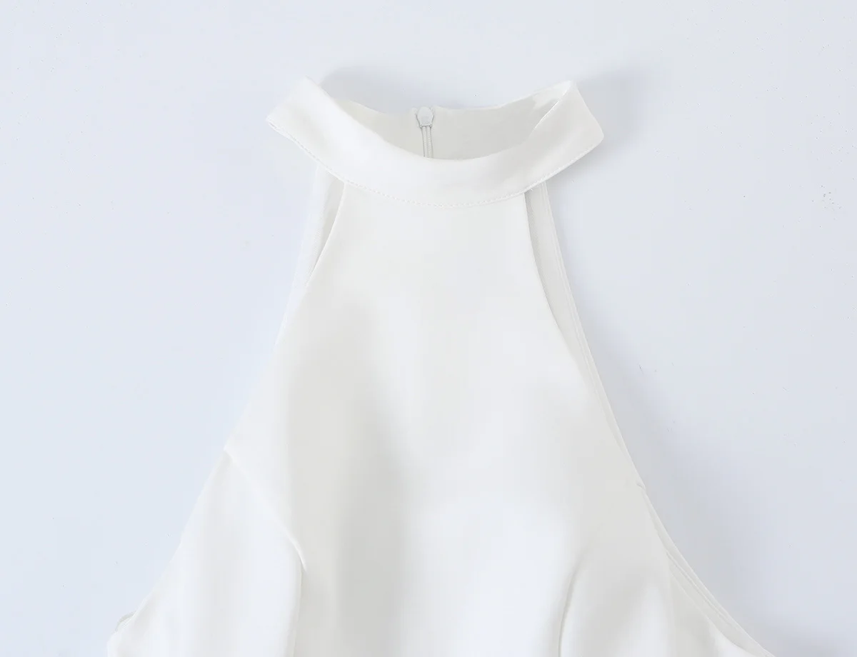 Women White High Neck Halter M - Y2K Backless Halter Mini Dress recension och pris