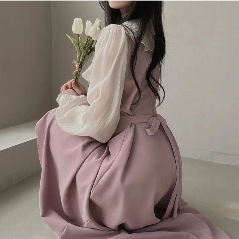 Long Sleeve Dresses Women Fren - French Vintage Floral Midi Dress recension och pris